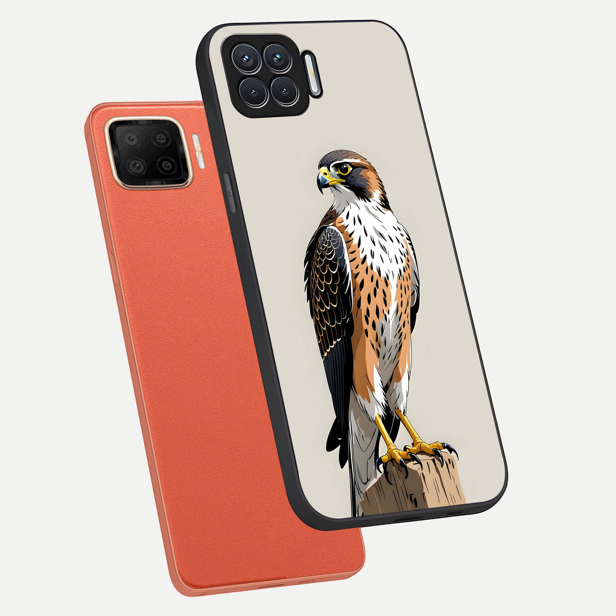  Clever Eagle phone case For Oppo F17 showing premium glass back cover with detailed artwork