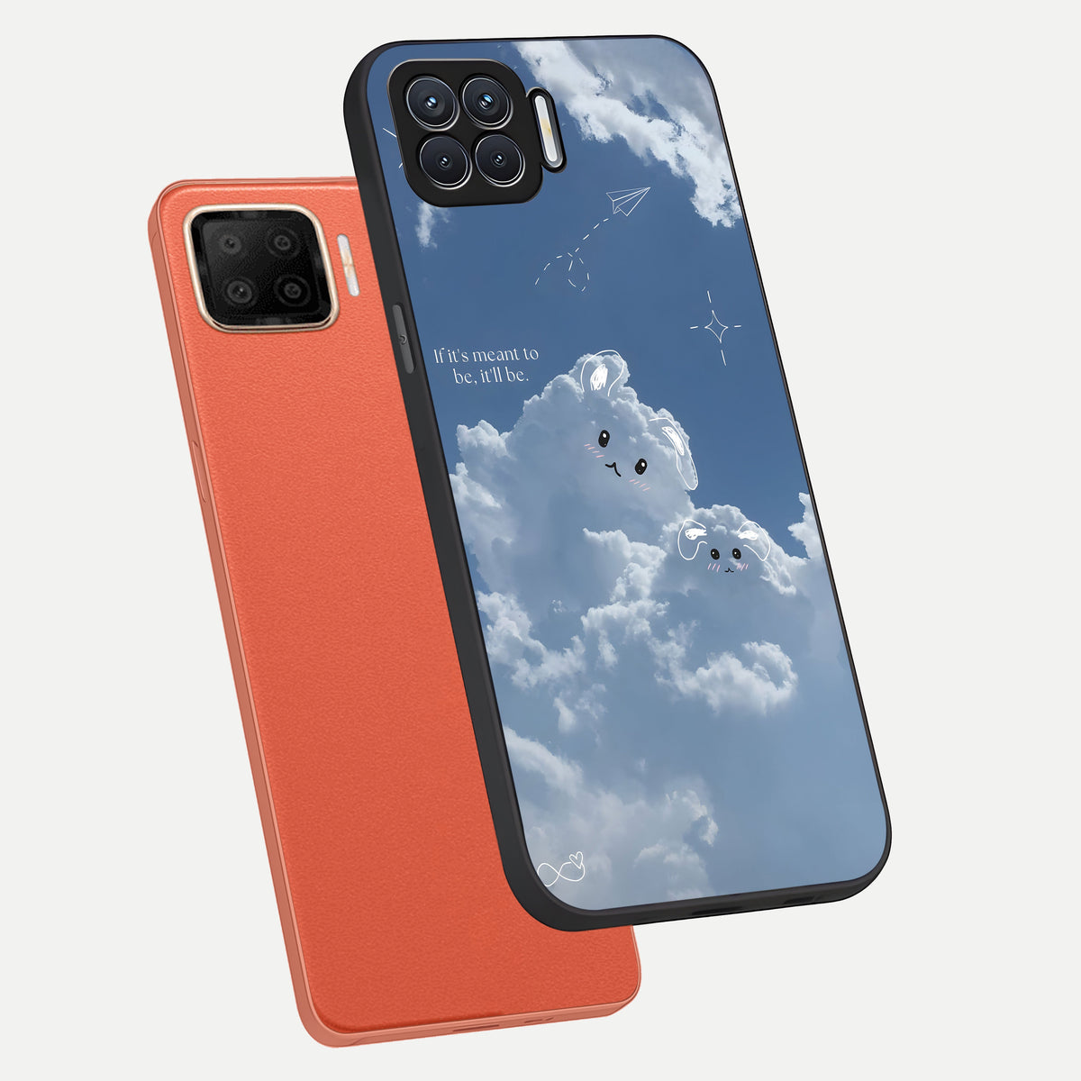  Cloud Bunny Dreams phone case For Oppo F17 showing premium glass back cover with detailed artwork