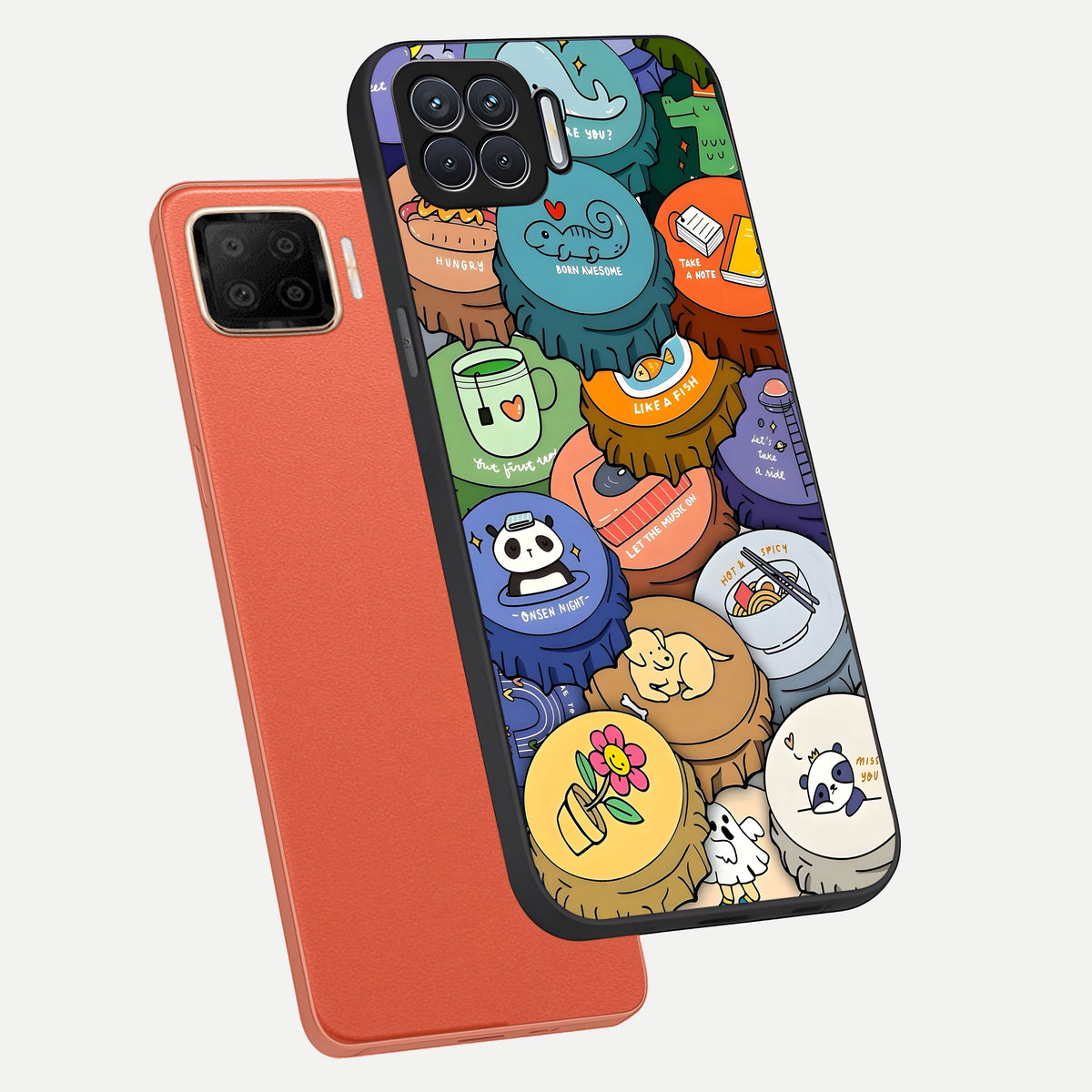  Coins Patterns phone case For Oppo F17 showing premium glass back cover with detailed artwork