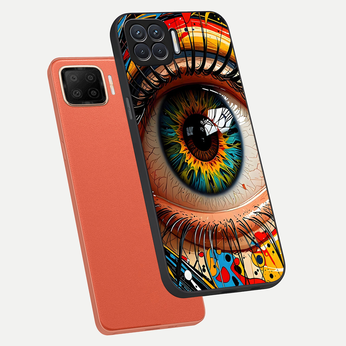  Colorful Eye phone case For Oppo F17 showing premium glass back cover with detailed artwork