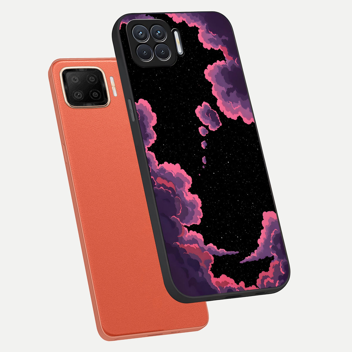  Cosmic Cloud Journey phone case For Oppo F17 showing premium glass back cover with detailed artwork