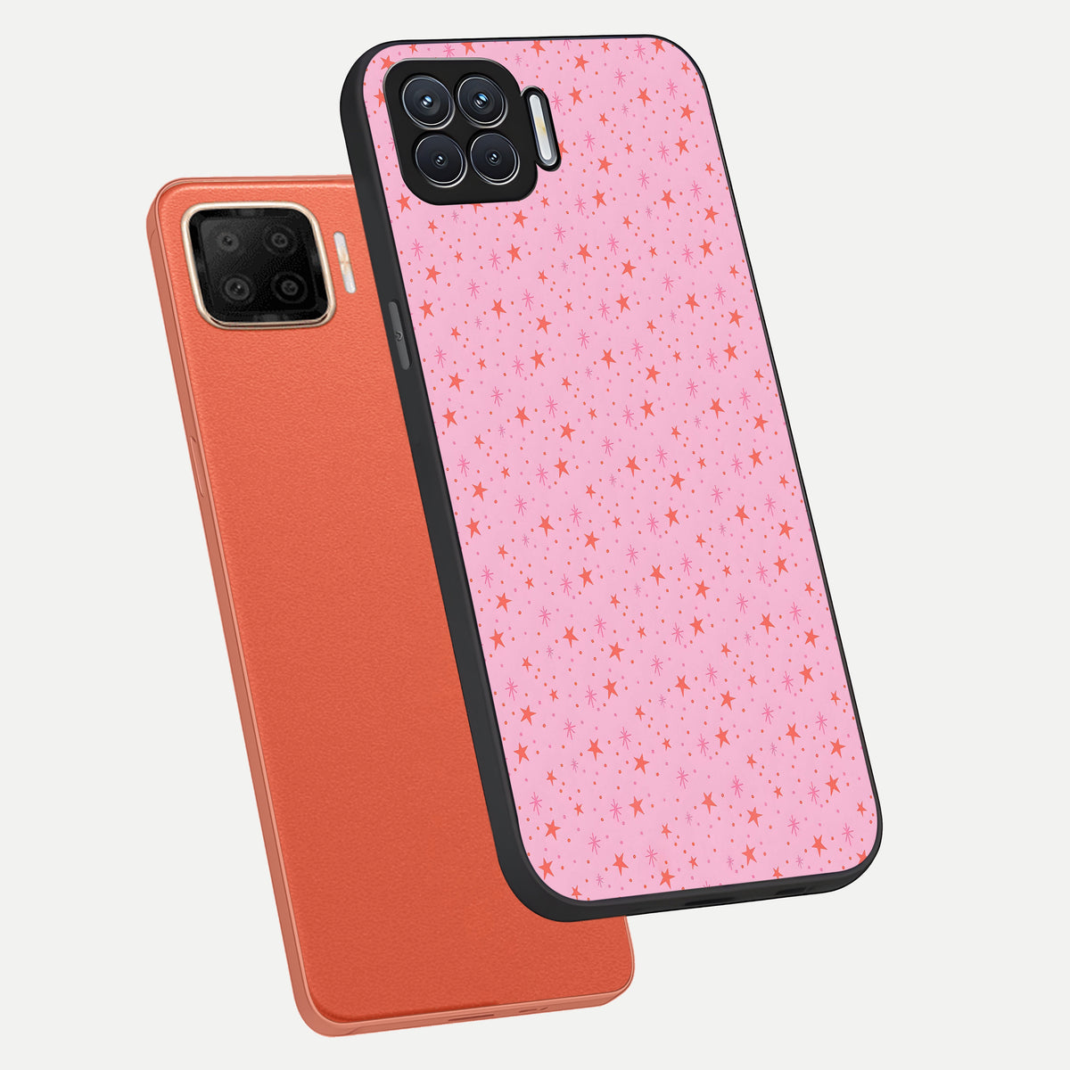  Cosmic Pink Sparkle phone case For Oppo F17 showing premium glass back cover with detailed artwork