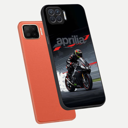  Dark Aprilla phone case For Oppo F17 showing premium glass back cover with detailed artwork