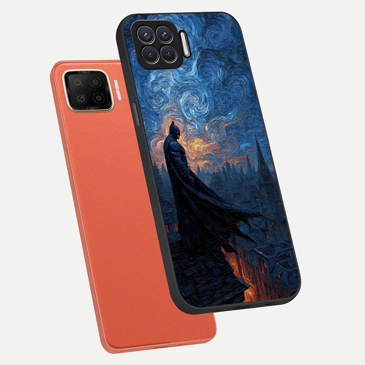  Dark Knight Dusk phone case For Oppo F17 showing premium glass back cover with detailed artwork
