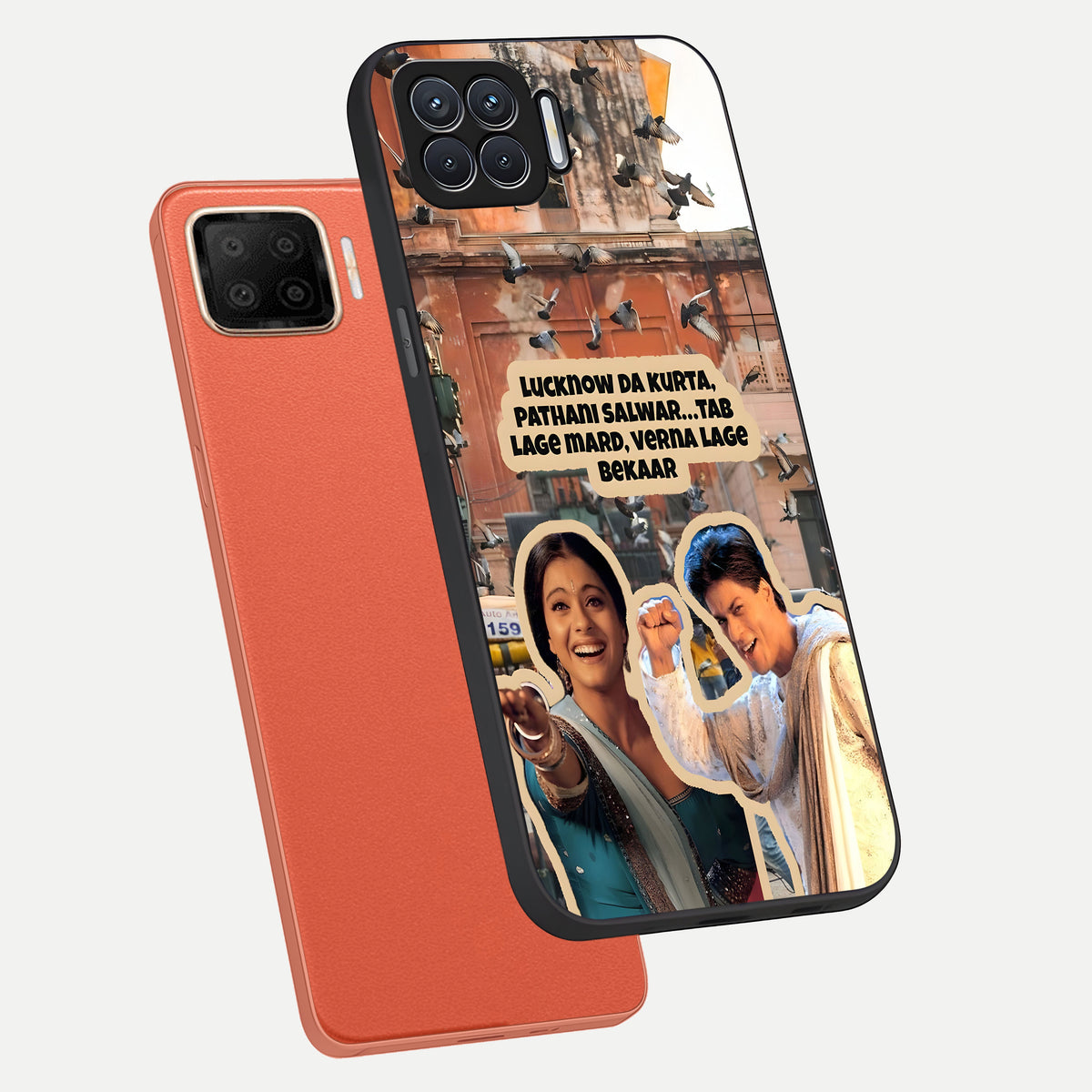  Desi Retro Vibes phone case For Oppo F17 showing premium glass back cover with detailed artwork