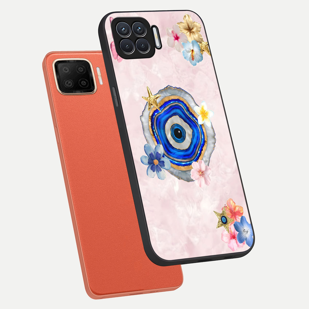  Divine Aura Bloom phone case For Oppo F17 showing premium glass back cover with detailed artwork