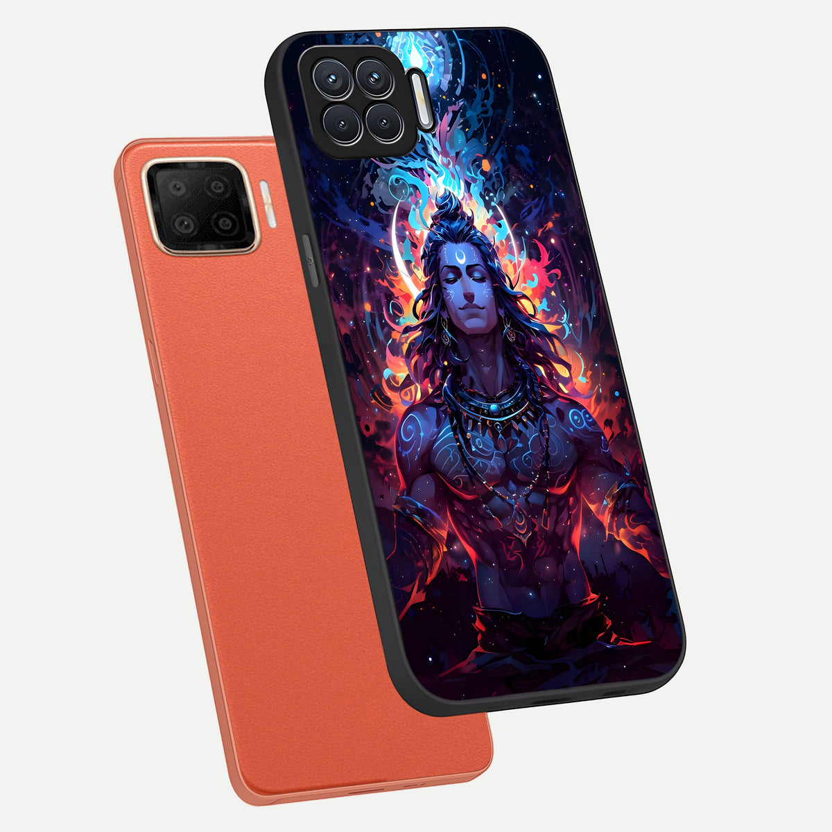  Divine Fire Shiv phone case For Oppo F17 showing premium glass back cover with detailed artwork