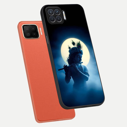  Divine Moon Flute phone case For Oppo F17 showing premium glass back cover with detailed artwork