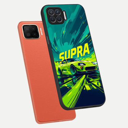  Electric Supra Thunder phone case For Oppo F17 showing premium glass back cover with detailed artwork