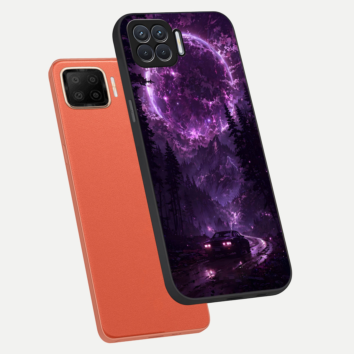  Eternal Cosmic Drive phone case For Oppo F17 showing premium glass back cover with detailed artwork