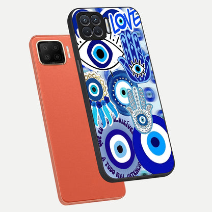  Evil Eyes Dream phone case For Oppo F17 showing premium glass back cover with detailed artwork