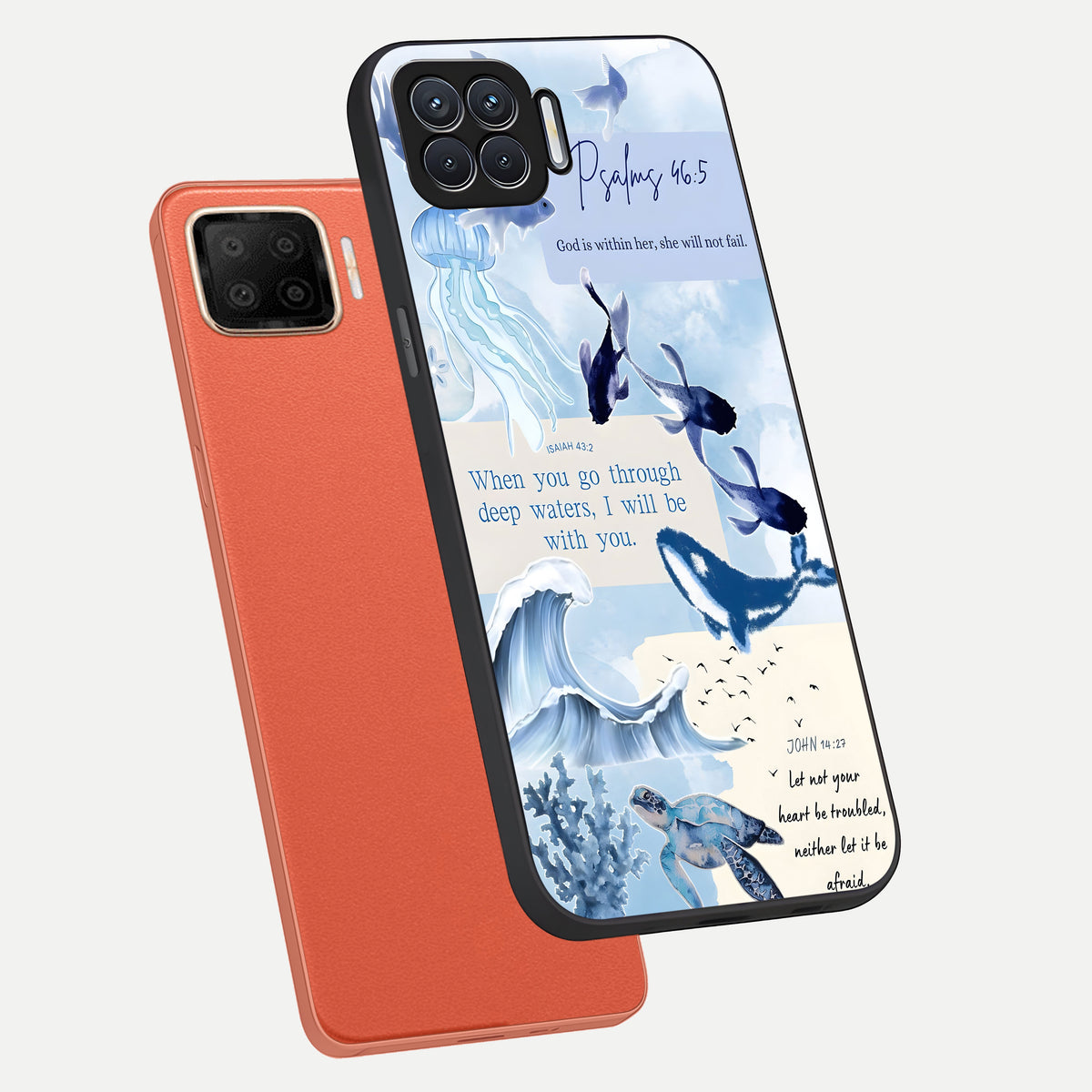  Faithful Ocean Promise phone case For Oppo F17 showing premium glass back cover with detailed artwork
