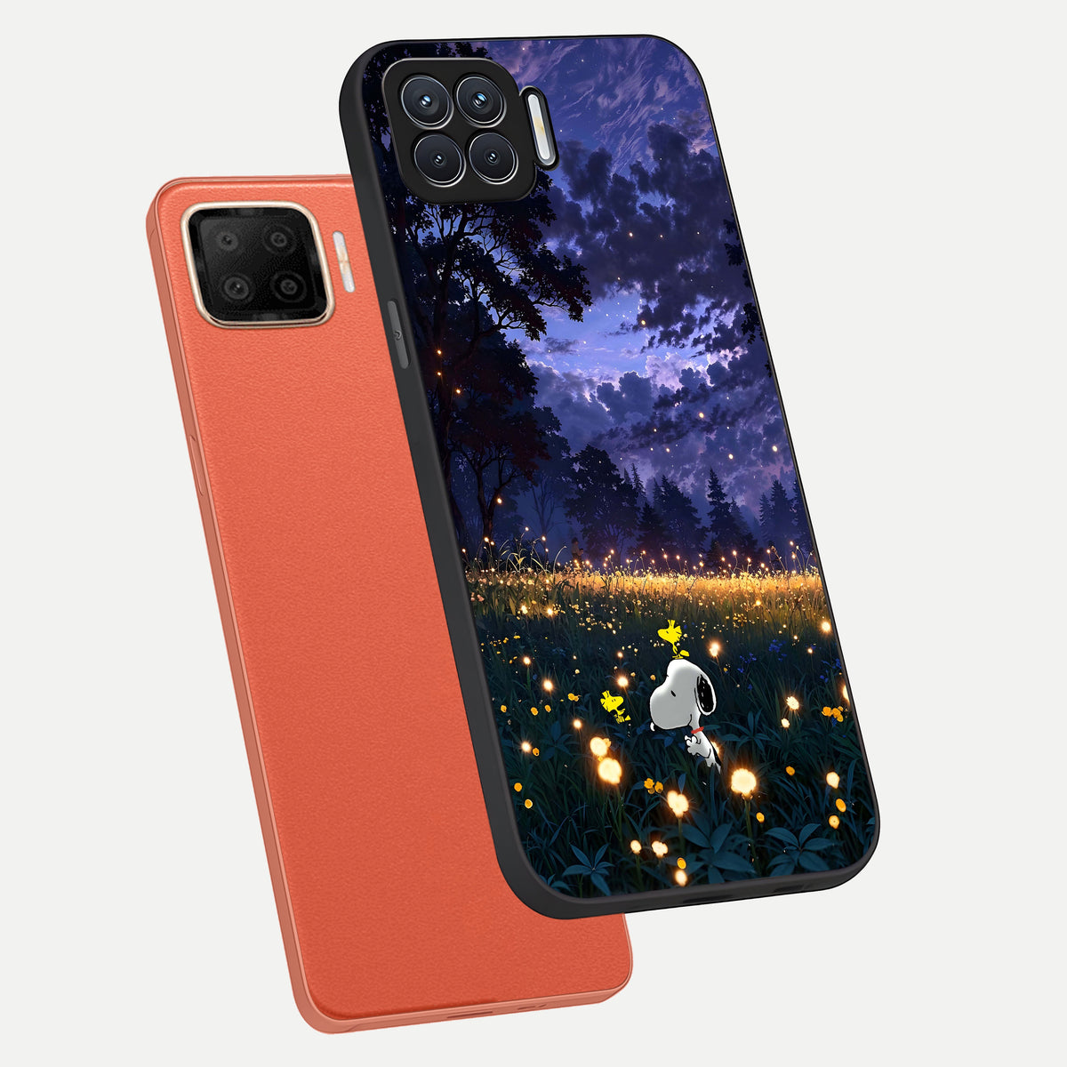  Firefly Meadow Magic phone case For Oppo F17 showing premium glass back cover with detailed artwork