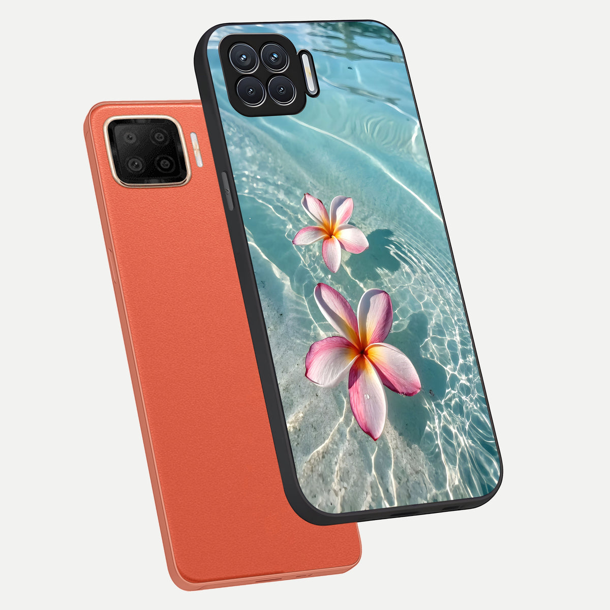  Floating Bloom Bliss phone case For Oppo F17 showing premium glass back cover with detailed artwork