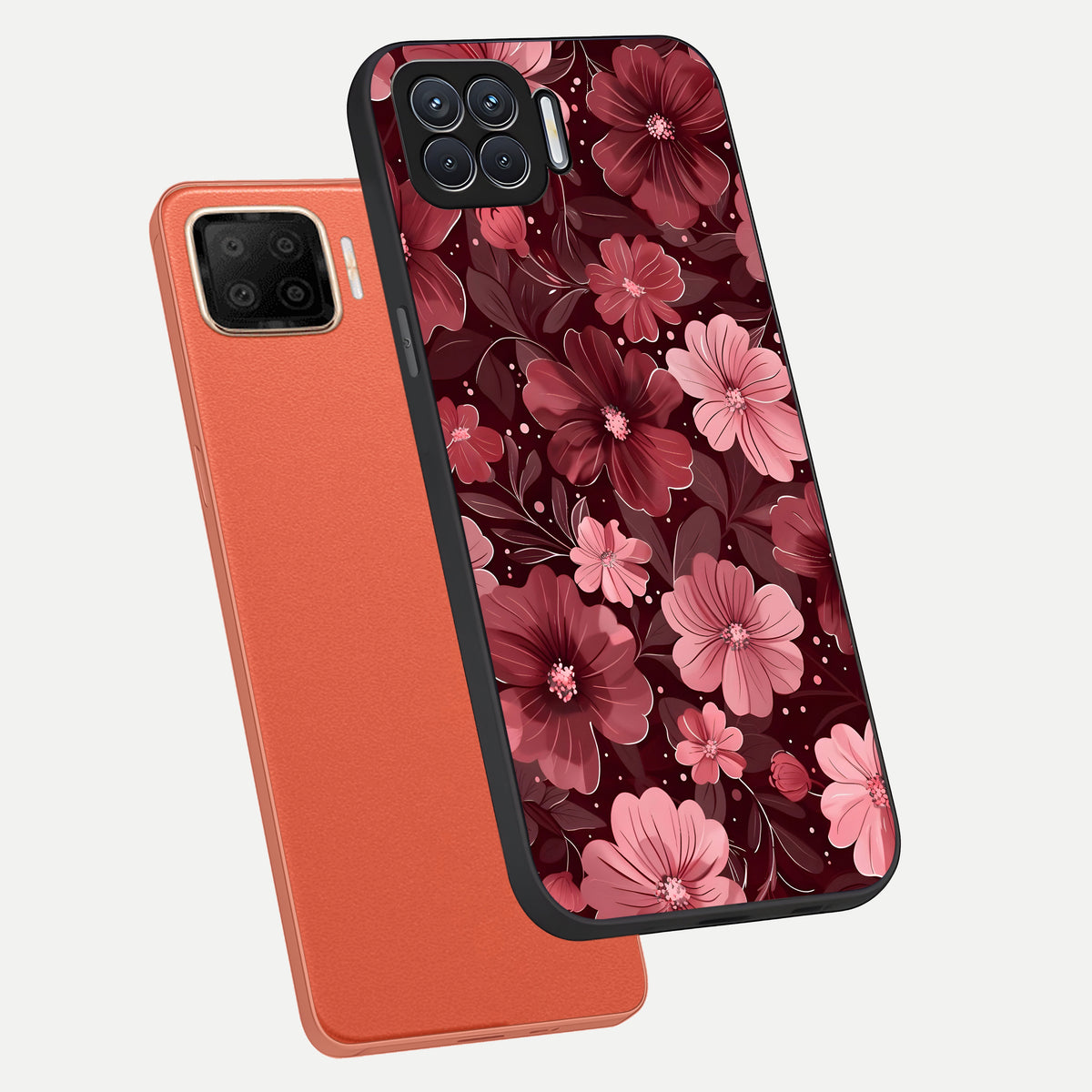  Flower Blush Bloom phone case For Oppo F17 showing premium glass back cover with detailed artwork