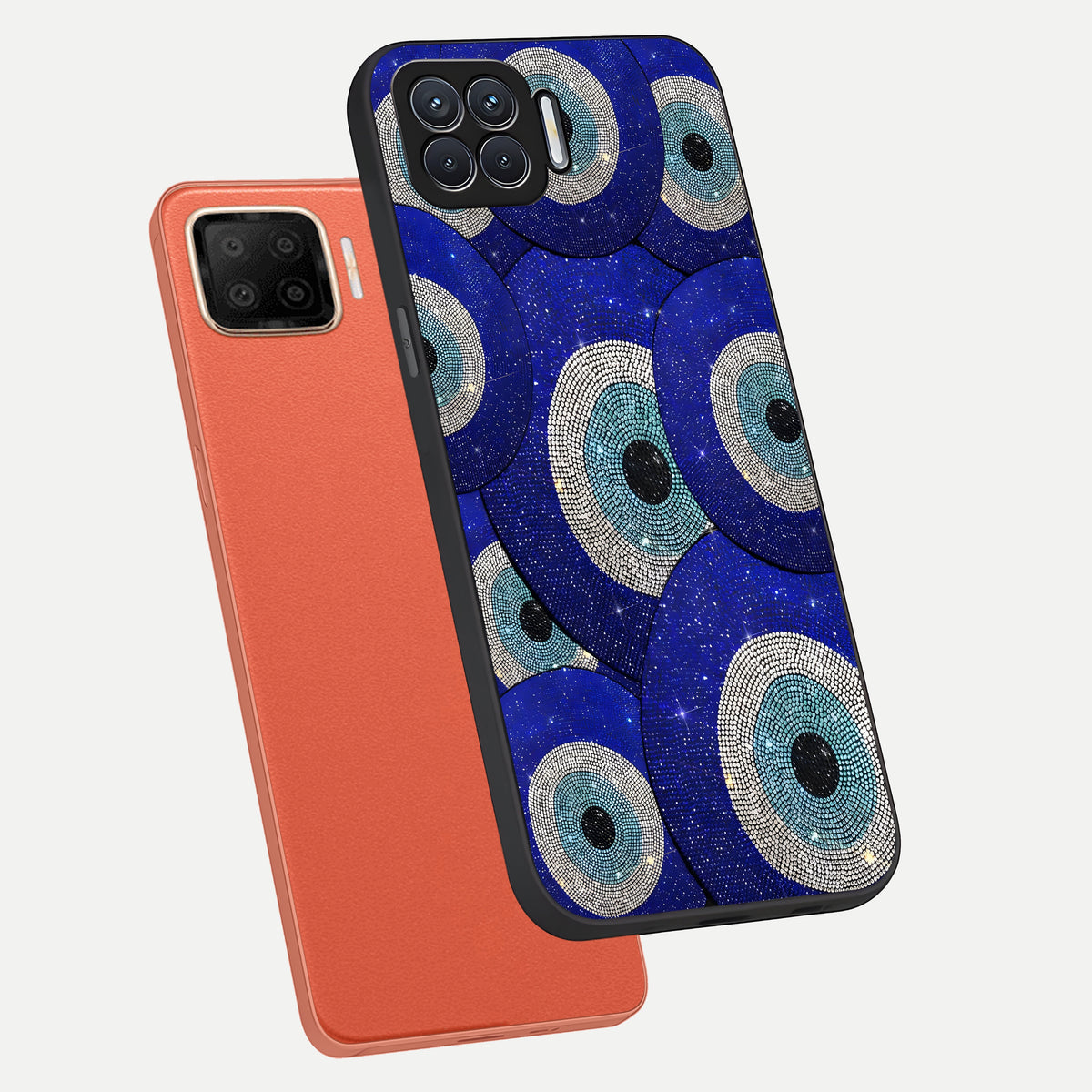  Galaxy Eye Flow phone case For Oppo F17 showing premium glass back cover with detailed artwork