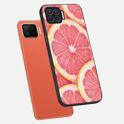  Glitter Grapefruit phone case For Oppo F17 showing premium glass back cover with detailed artwork