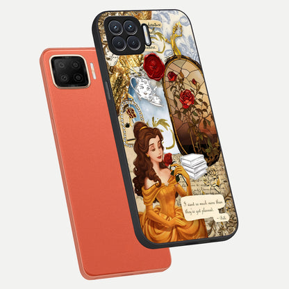  Golden Dream Belle phone case For Oppo F17 showing premium glass back cover with detailed artwork