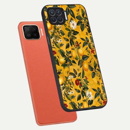  Golden Lemon Field phone case For Oppo F17 showing premium glass back cover with detailed artwork