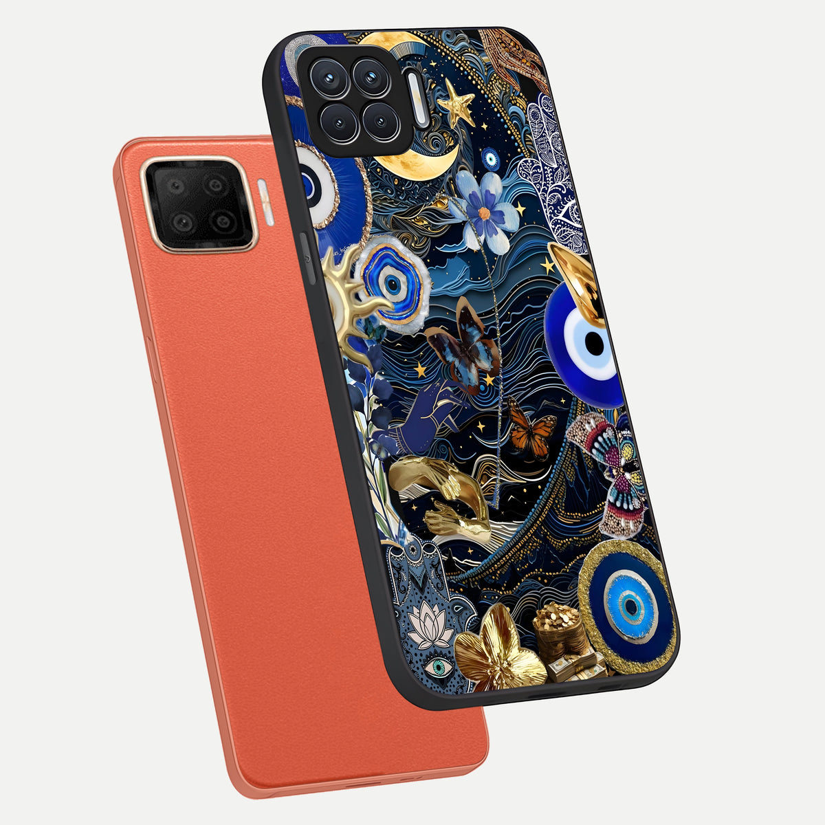  Golden Moon Magic phone case For Oppo F17 showing premium glass back cover with detailed artwork