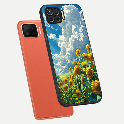  Golden Sun Glory phone case For Oppo F17 showing premium glass back cover with detailed artwork