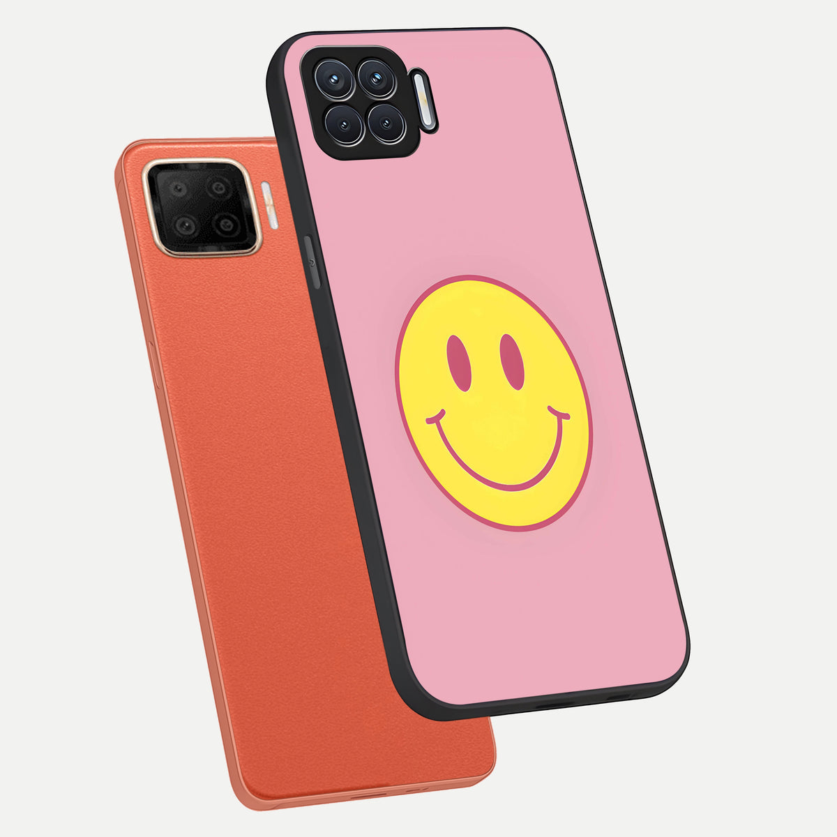  Happy Pink Mood phone case For Oppo F17 showing premium glass back cover with detailed artwork