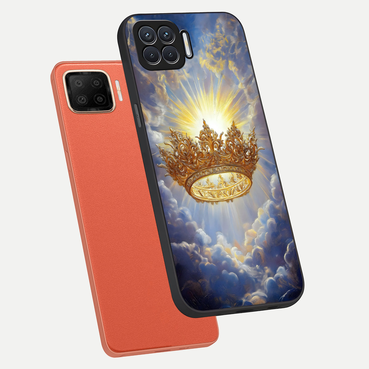  Heavenly Crown Light phone case For Oppo F17 showing premium glass back cover with detailed artwork