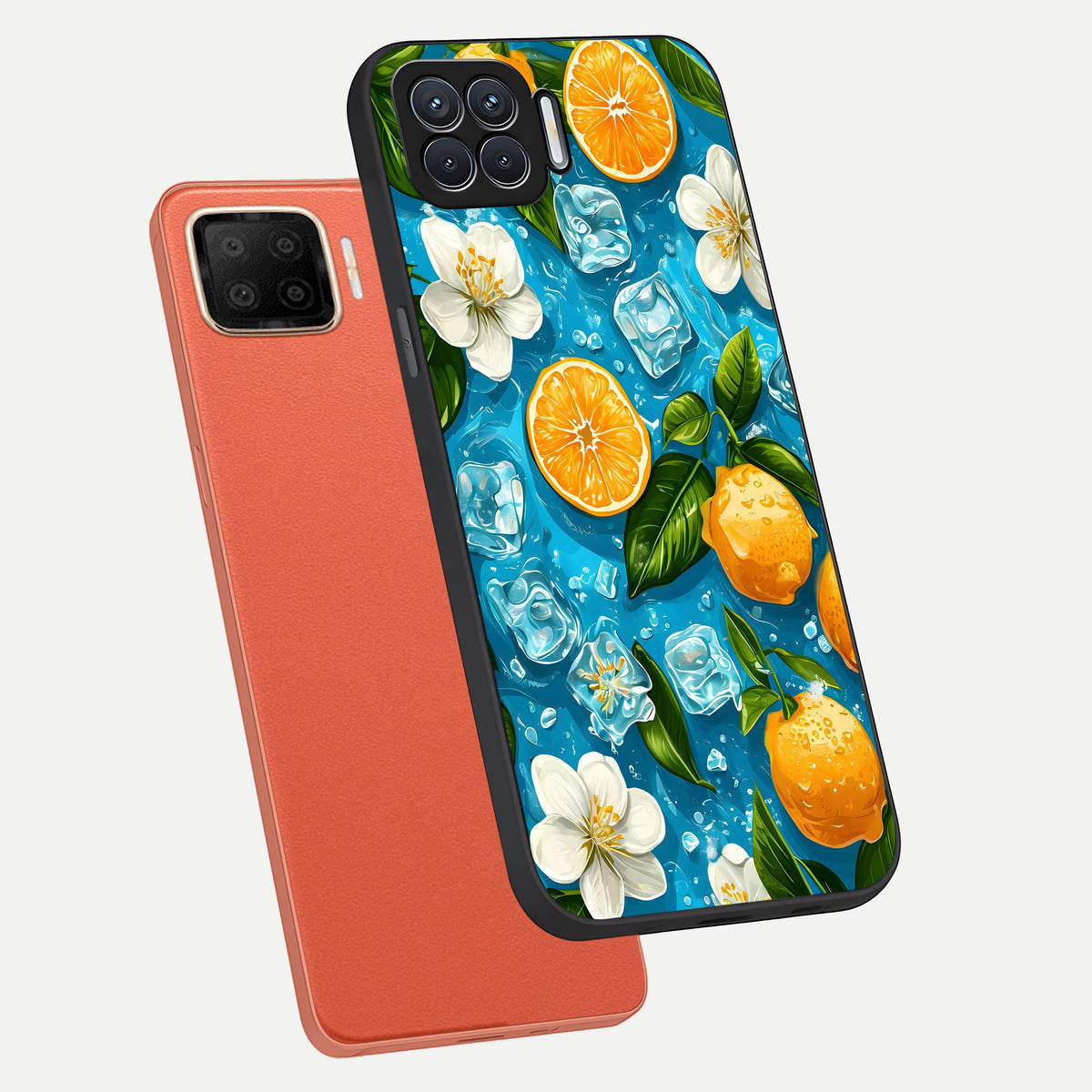  Ice Cube With Orange phone case For Oppo F17 showing premium glass back cover with detailed artwork
