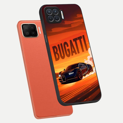  Inferno Bugatti Storm phone case For Oppo F17 showing premium glass back cover with detailed artwork