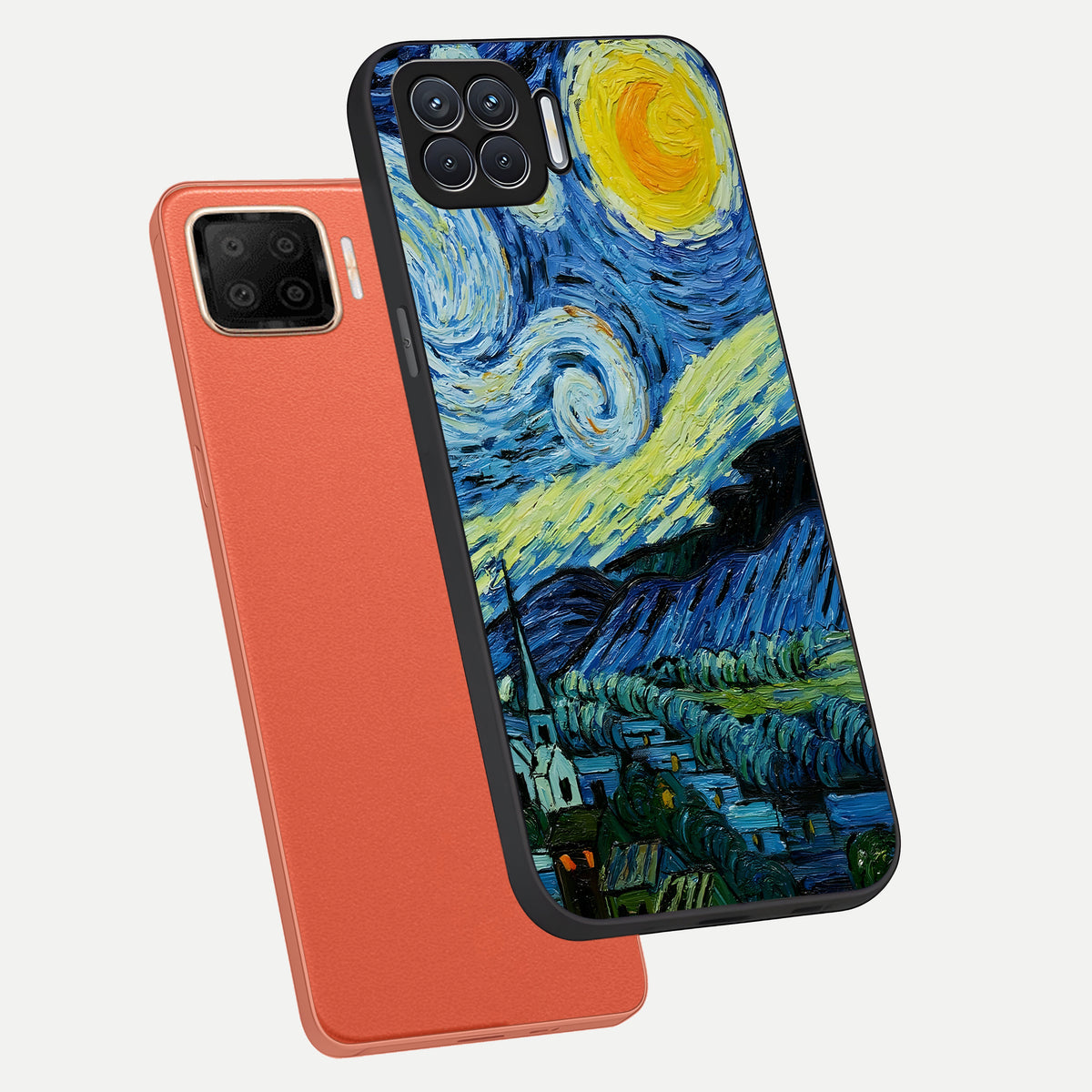  Inspired Van Gogh Art phone case For Oppo F17 showing premium glass back cover with detailed artwork