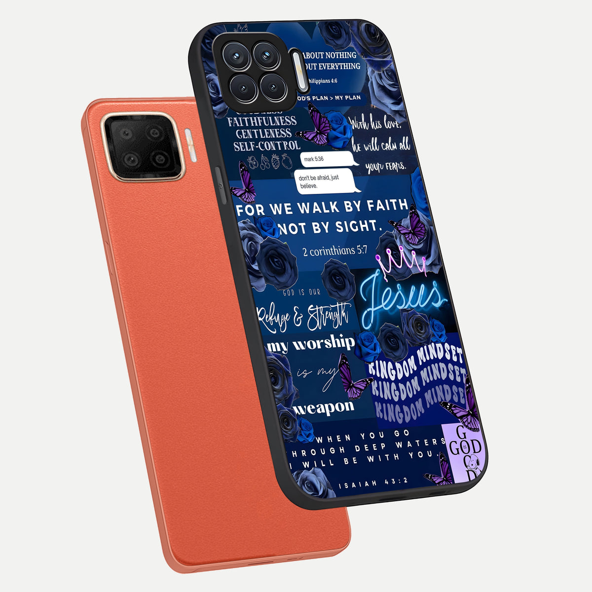  Kingdom Faith Glow phone case For Oppo F17 showing premium glass back cover with detailed artwork
