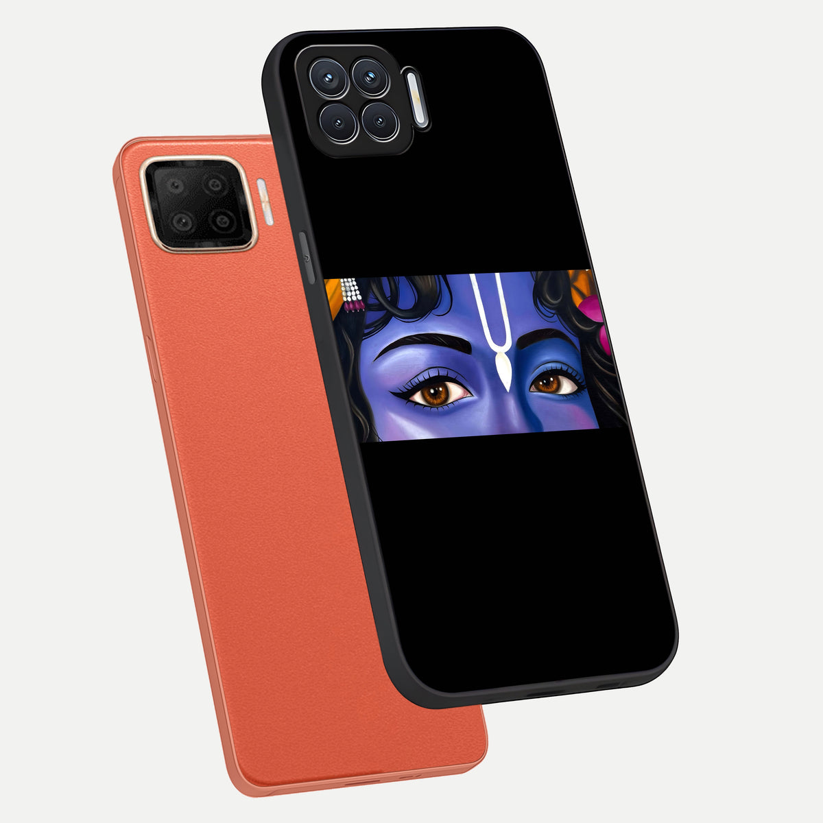  Krishna Eye phone case For Oppo F17 showing premium glass back cover with detailed artwork