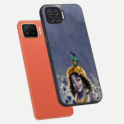  Lord Krishna phone case For Oppo F17 showing premium glass back cover with detailed artwork