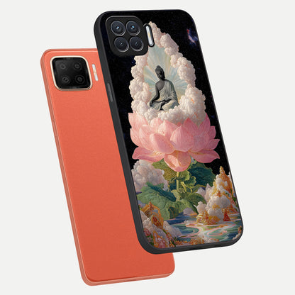  Lotus Divine Peace phone case For Oppo F17 showing premium glass back cover with detailed artwork