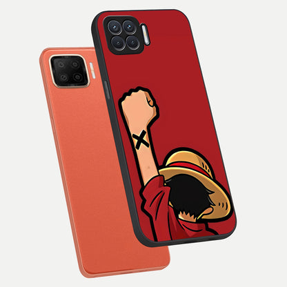  Luffy X Spirit phone case For Oppo F17 showing premium glass back cover with detailed artwork