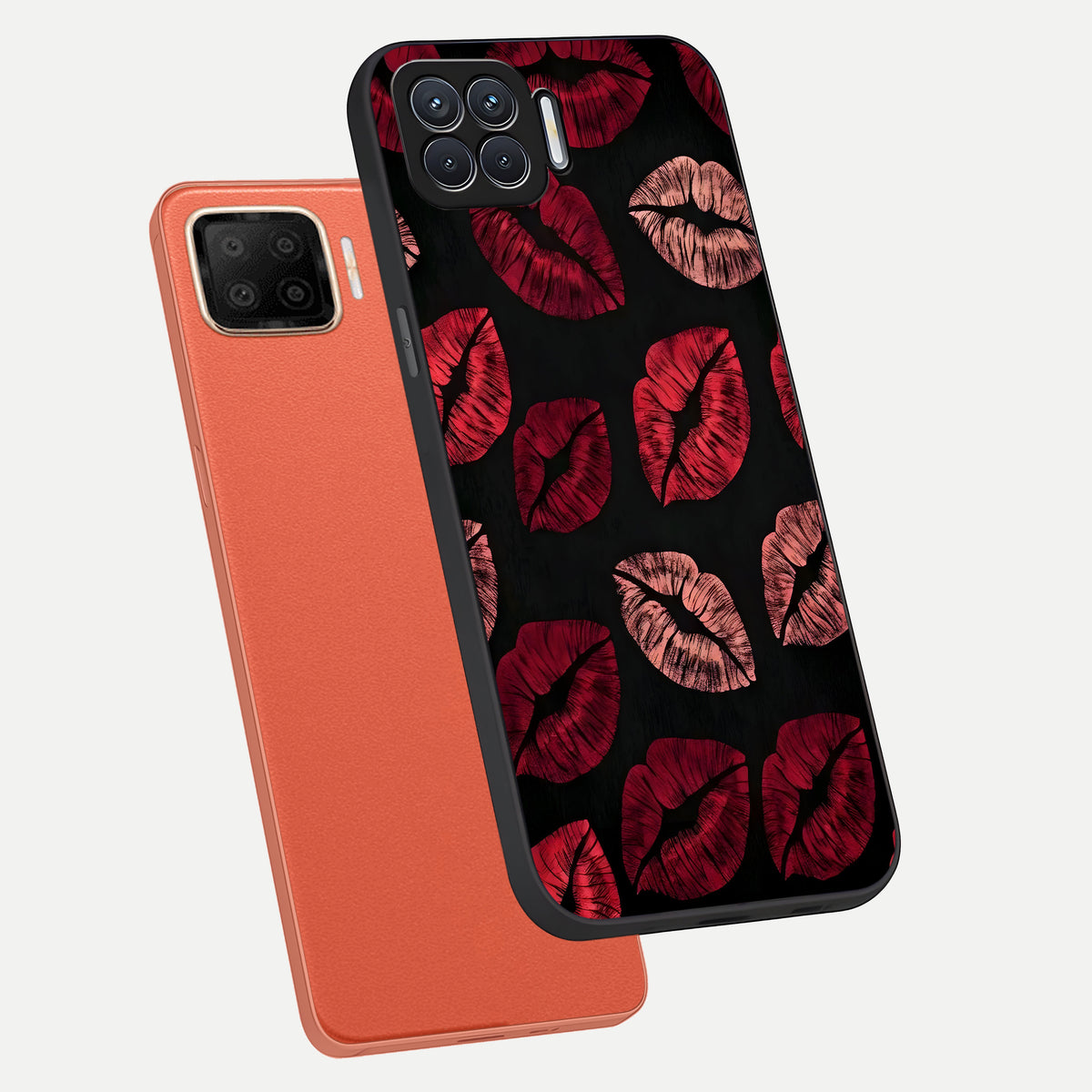  Midnight Kiss Love phone case For Oppo F17 showing premium glass back cover with detailed artwork
