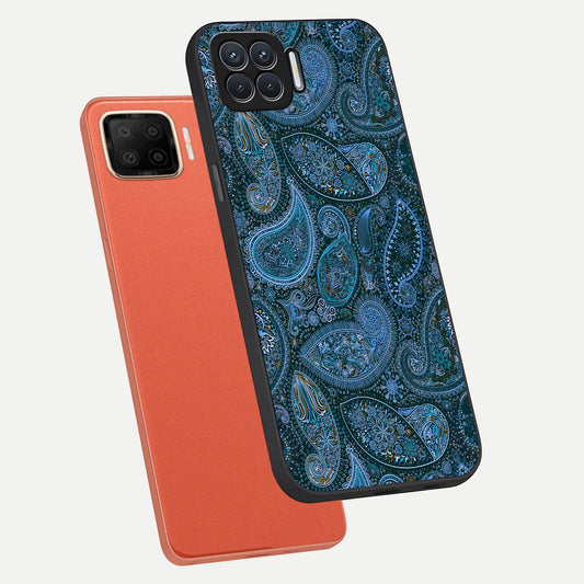  Midnight Paisley Glow phone case For Oppo F17 showing premium glass back cover with detailed artwork
