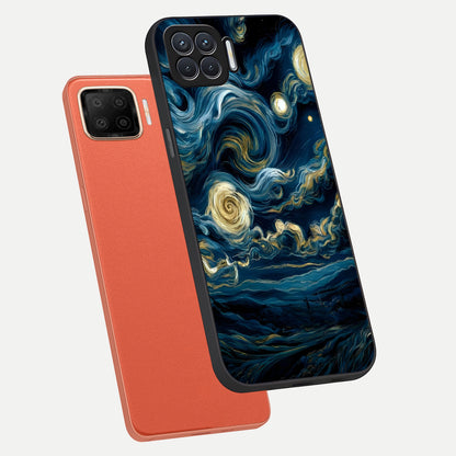  Midnight Sky Whirl phone case For Oppo F17 showing premium glass back cover with detailed artwork