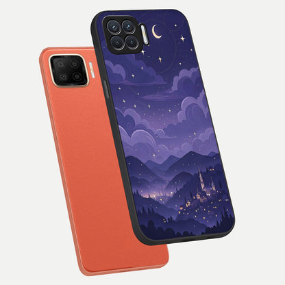  Minimal Night View phone case For Oppo F17 showing premium glass back cover with detailed artwork