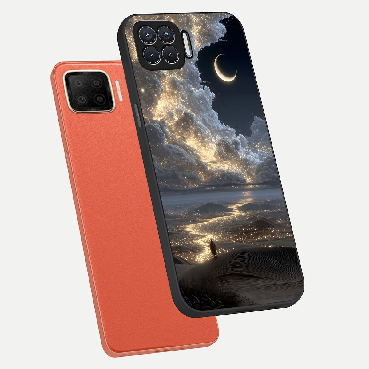  Moonlight Spark Path phone case For Oppo F17 showing premium glass back cover with detailed artwork