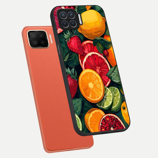  Multiple Fruits phone case For Oppo F17 showing premium glass back cover with detailed artwork
