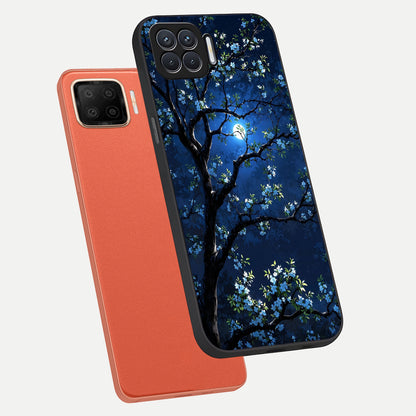 Mystic Floral Night phone case For Oppo F17 showing premium glass back cover with detailed artwork