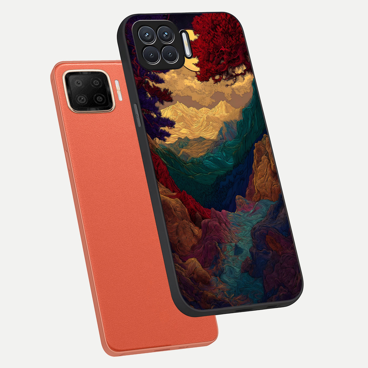  Mystic Valley Light phone case For Oppo F17 showing premium glass back cover with detailed artwork