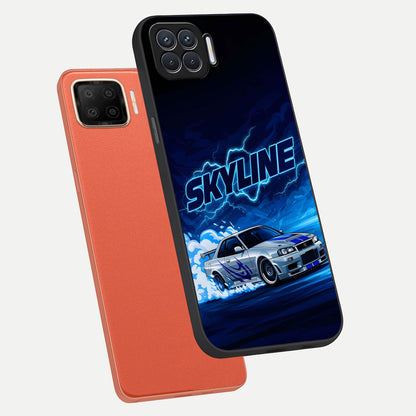  Neon Drift Beast phone case For Oppo F17 showing premium glass back cover with detailed artwork