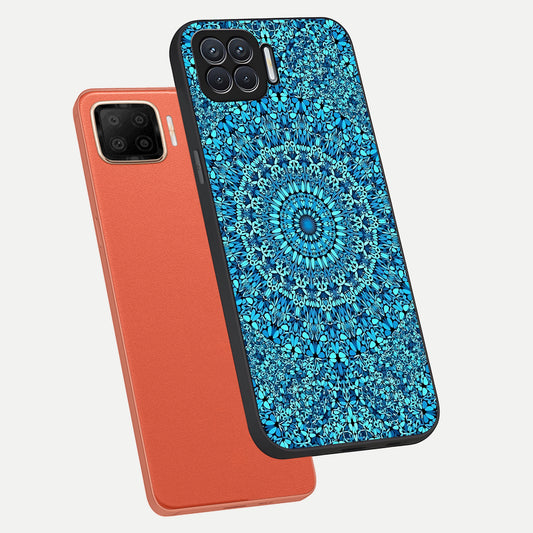  Ocean Bloom Mandala phone case For Oppo F17 showing premium glass back cover with detailed artwork
