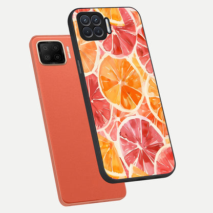  Orange Fruits Pattern phone case For Oppo F17 showing premium glass back cover with detailed artwork