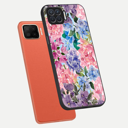  Pastel Floral Mix phone case For Oppo F17 showing premium glass back cover with detailed artwork