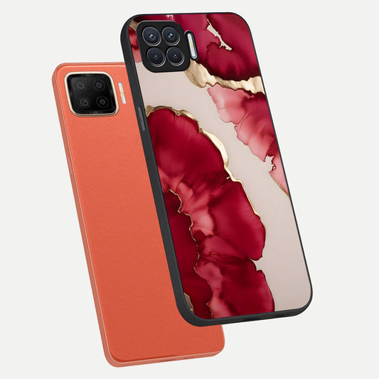  Pink And White Marble phone case For Oppo F17 showing premium glass back cover with detailed artwork