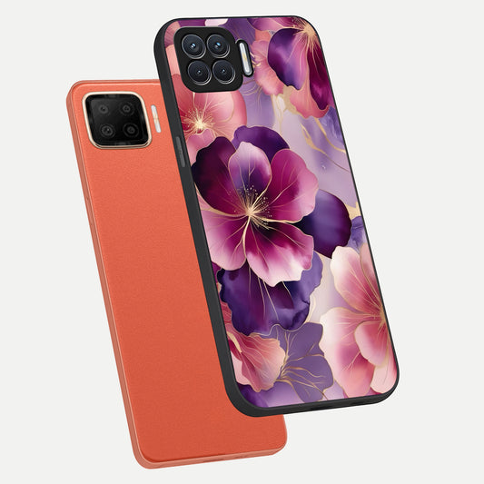  Pink Bouquet Florals phone case For Oppo F17 showing premium glass back cover with detailed artwork