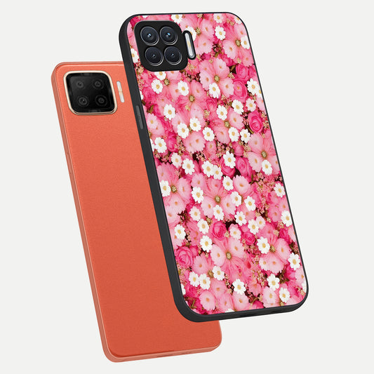  Pink Daisy Bliss phone case For Oppo F17 showing premium glass back cover with detailed artwork